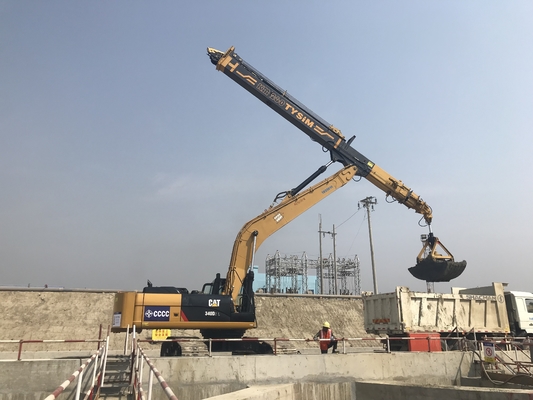 Excavator Clamshell Bucket KM220 Telescopic Arm Attachment Untuk Pekerjaan Pondasi