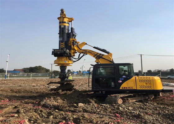 Pondasi 10m Kedalaman 220KN Mini Excavator Pile Driver Rig Piling Kecil 34.3mpa